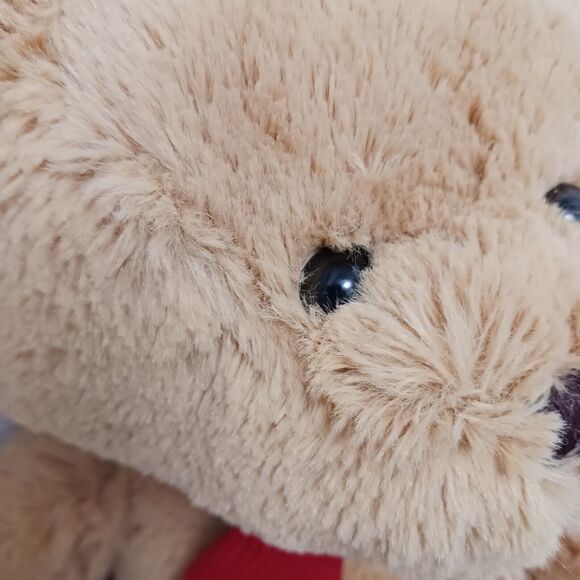 2012 Kohls Plush Teddy Bear 13" Sitting Huggable Toy Beige Tan w Scarf Nostalgia - Picture 4 of 16